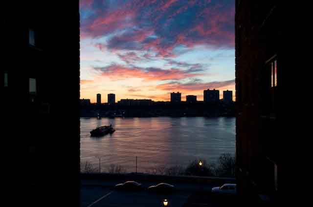 From Riverside Dr W, looking over the Hudson at Fort Lee. 